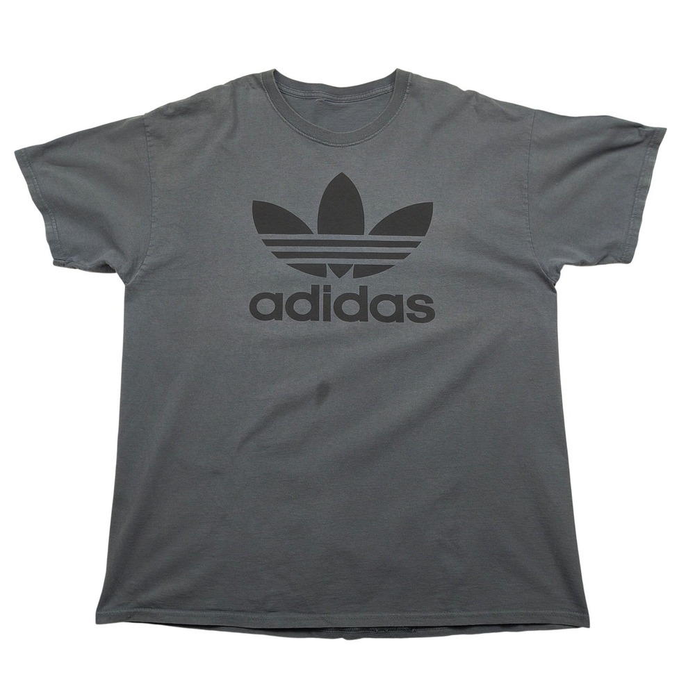 Adidas Trefoil Graphic T-Shirt Mens Large Gray Short Sleeve Crew Neck Logo‎ Tee